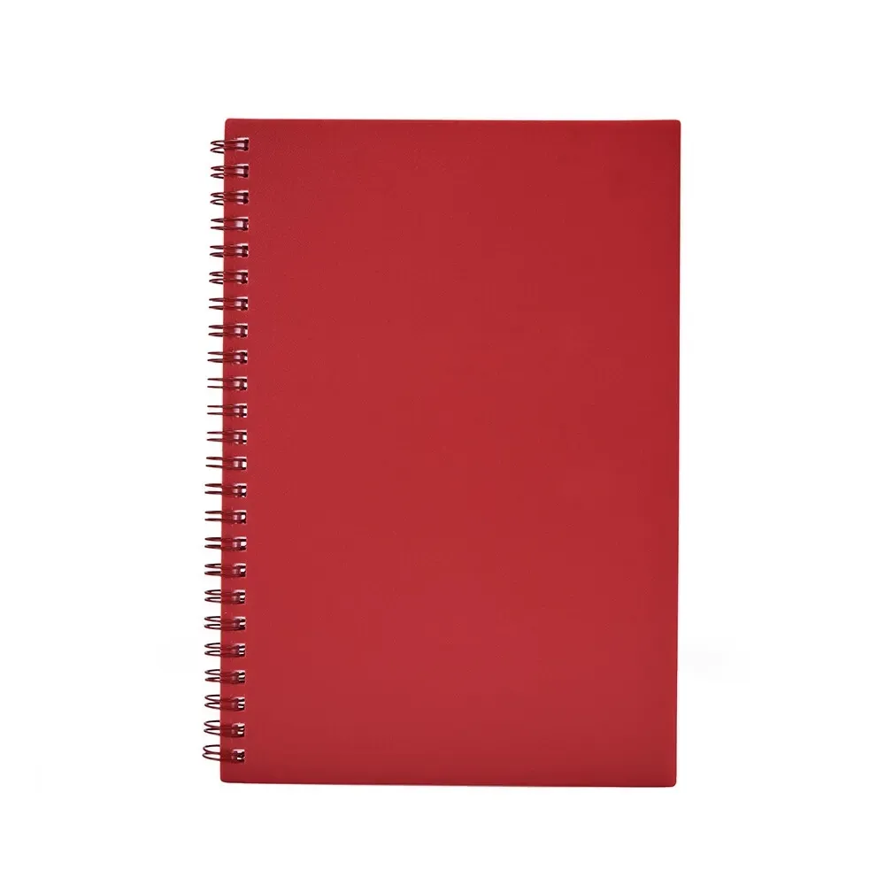 Caderno A5 Plástico com Wire-o personalizado vermelho