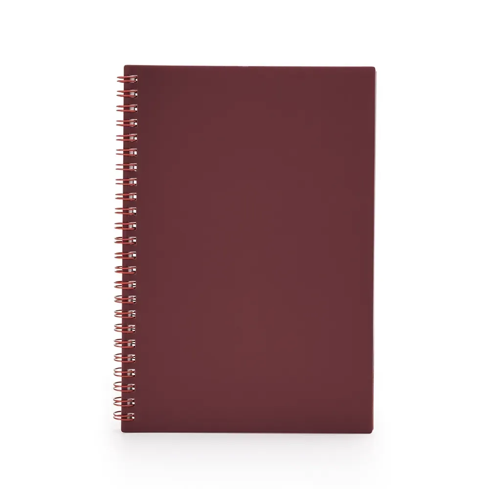Caderno A5 Plástico com Wire-o personalizado vinho