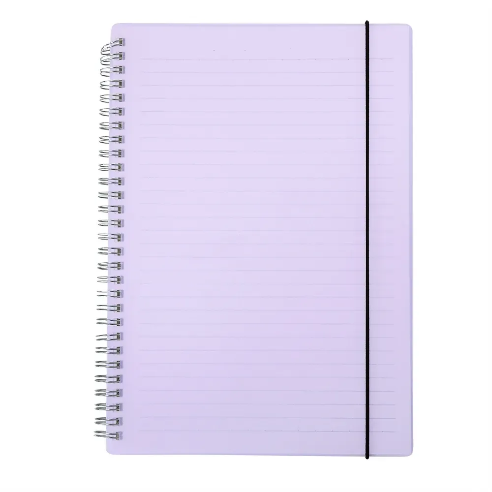Caderno B5 Plástico com Elástico personalizado lilás