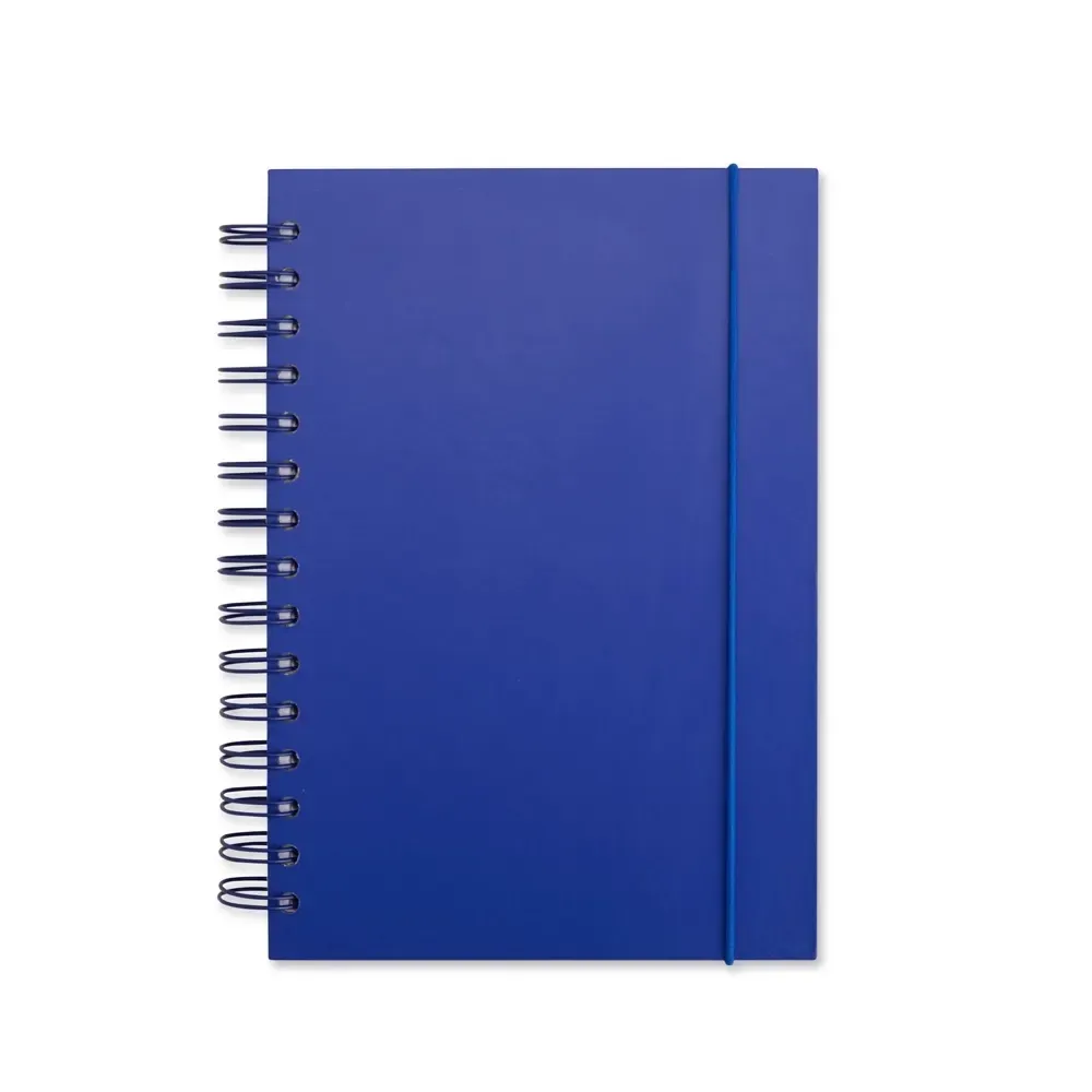 Caderno Couchê com Marcador de Fita personalizado azul