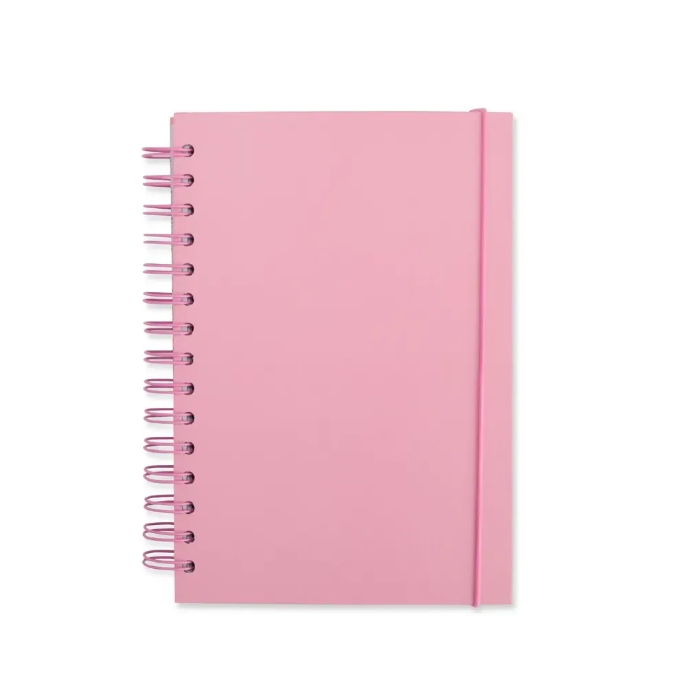 Caderno Couchê com Marcador de Fita personalizado rosa