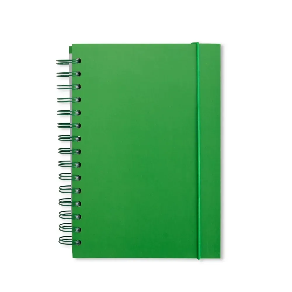 Caderno Couchê com Marcador de Fita personalizado verde