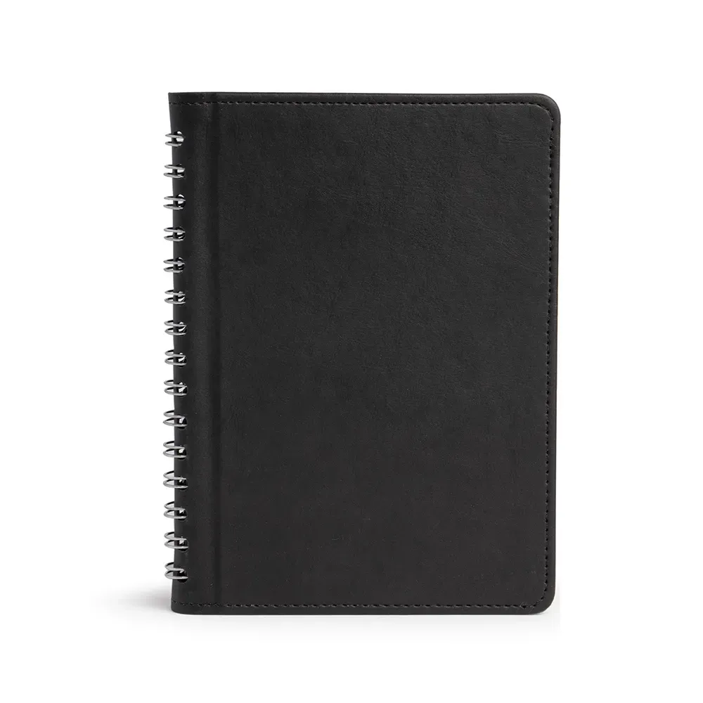 Caderno de Couro Sintético personalizado preto
