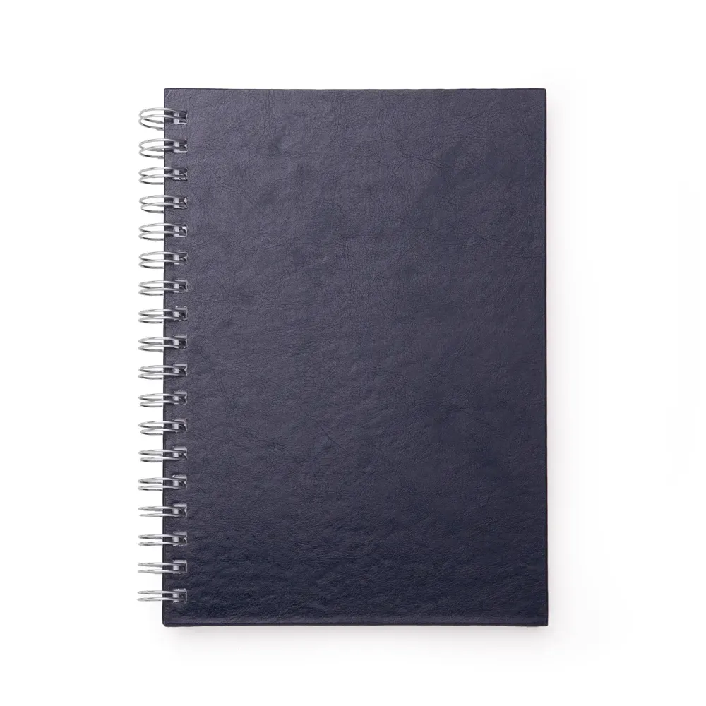Caderno de Couro Sintético Pequeno com Espiral personalizado azul escuro
