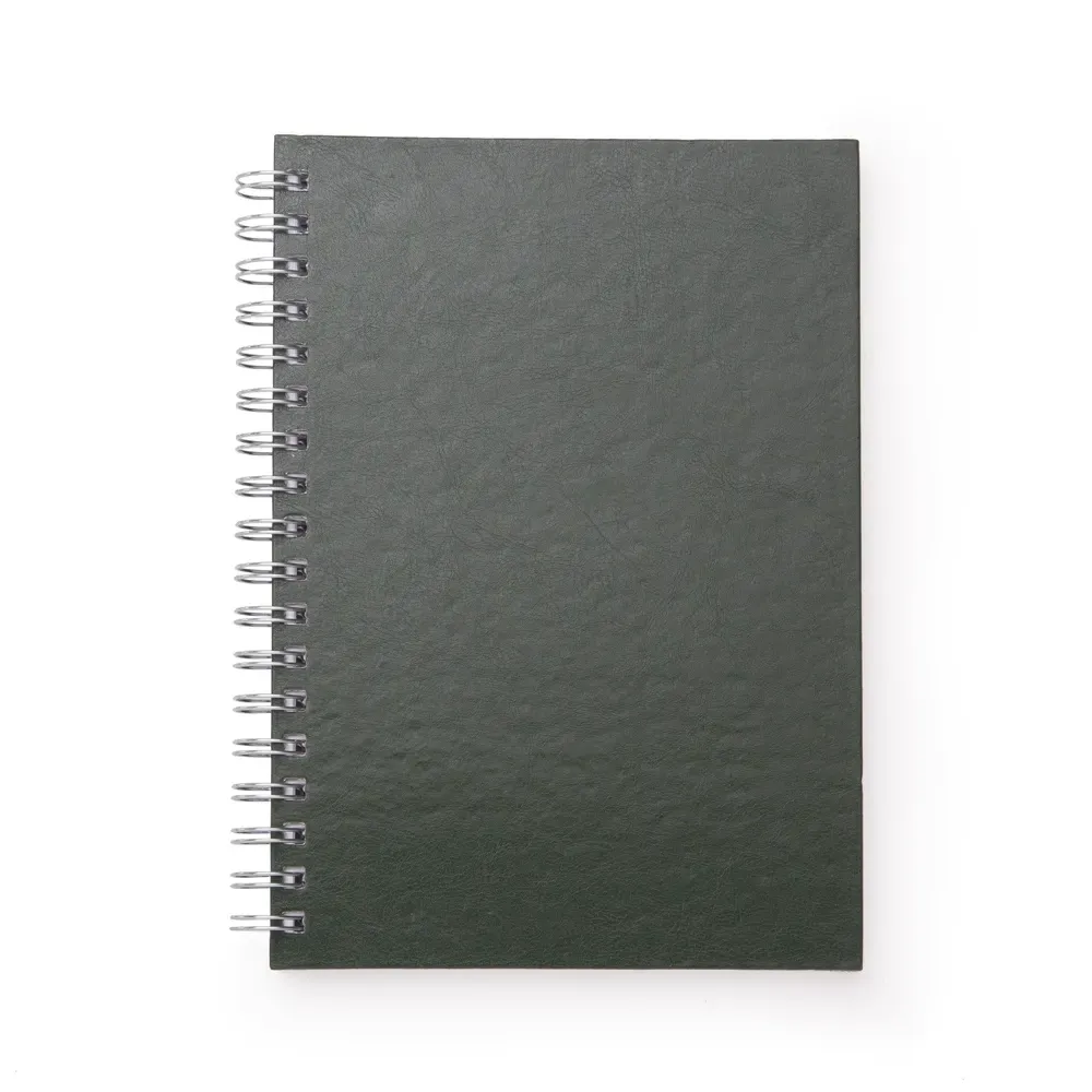 Caderno de Couro Sintético Pequeno com Espiral personalizado verde escuro