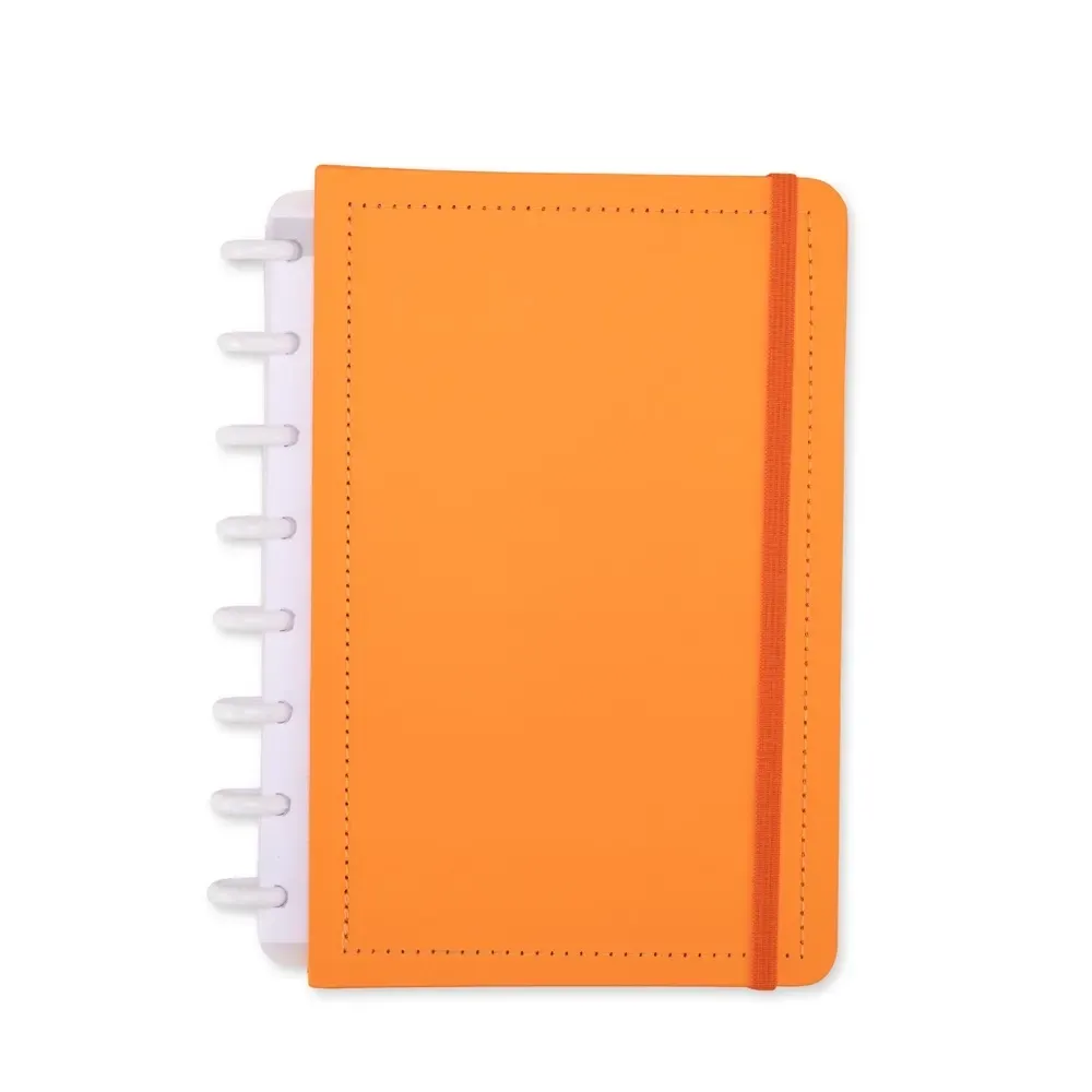 Caderno de Disco Couchê Pequeno personalizado laranja