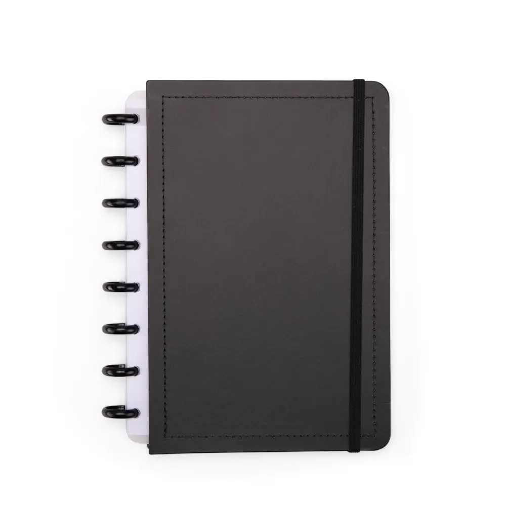 Caderno de Disco Couchê Pequeno personalizado preto