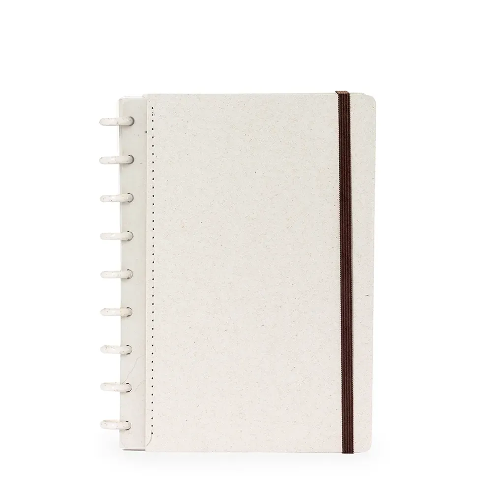Caderno de Disco Ecológico com Elástico personalizado bege