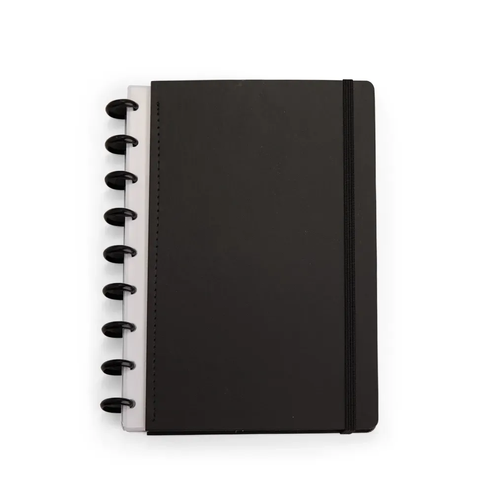 Caderno de Disco com Elástico personalizado preto