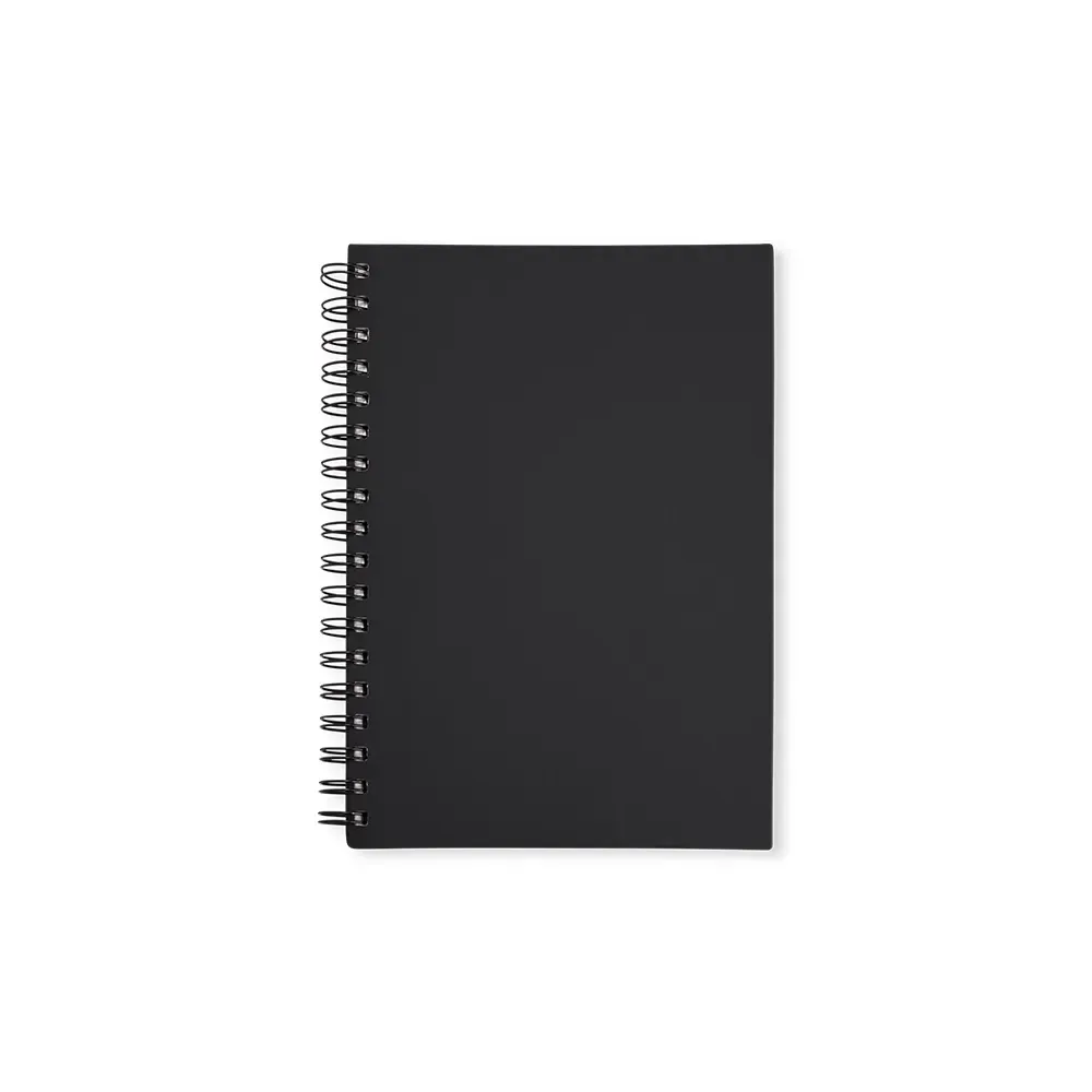 Caderno Emborrachado com Espiral personalizado preto
