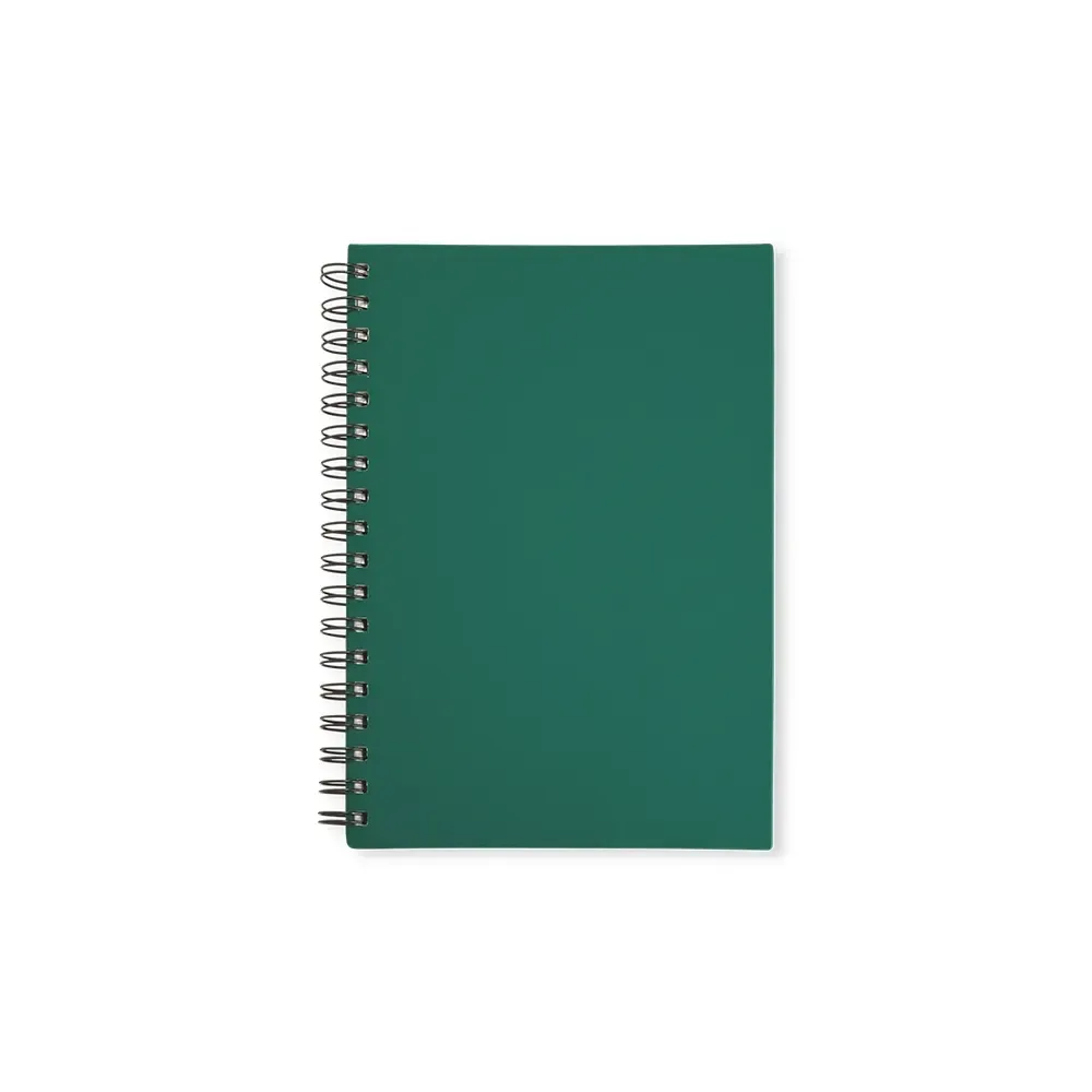 Caderno Emborrachado com Espiral personalizado verde