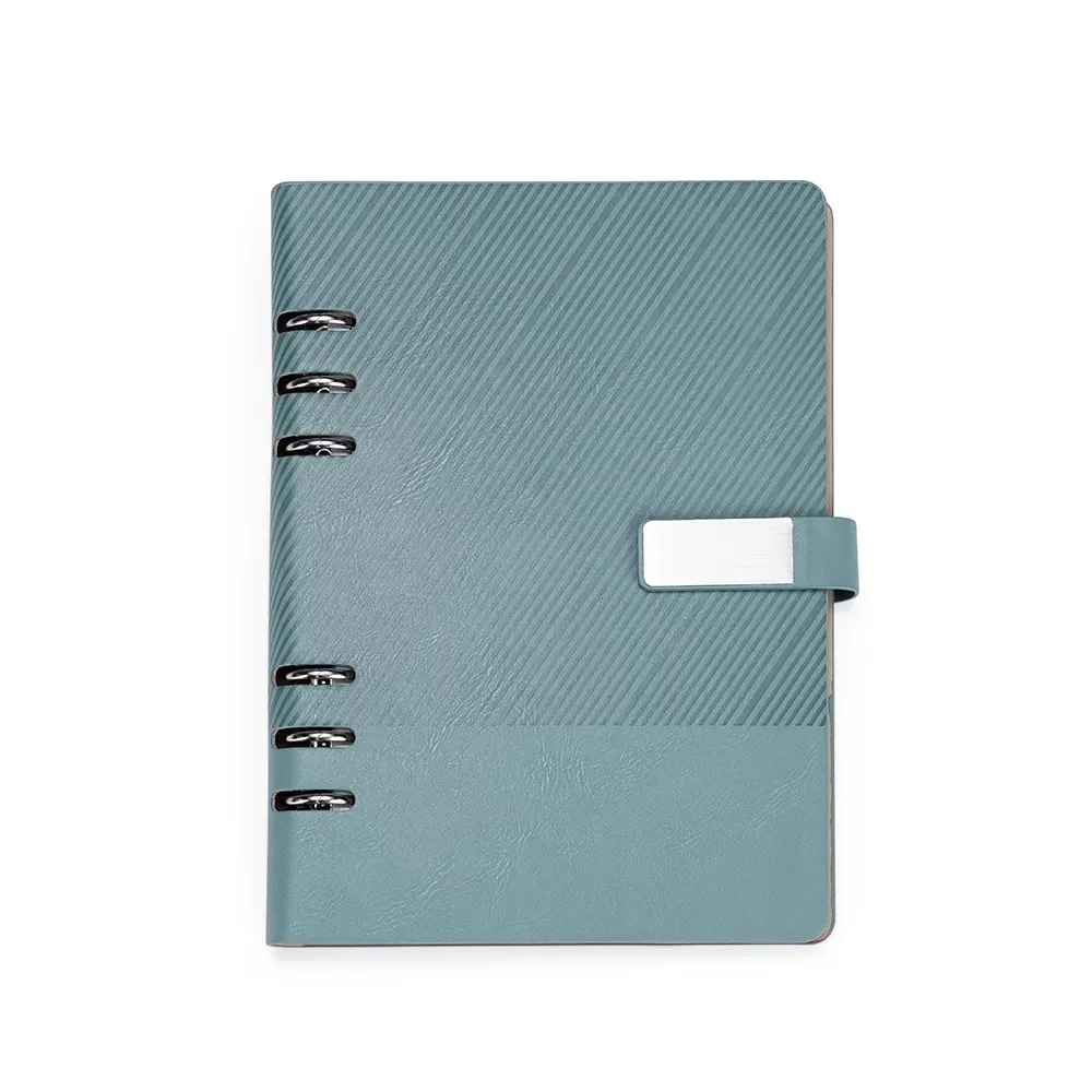Caderno Fichário Couro Sintético com Plaquinha personalizado azul