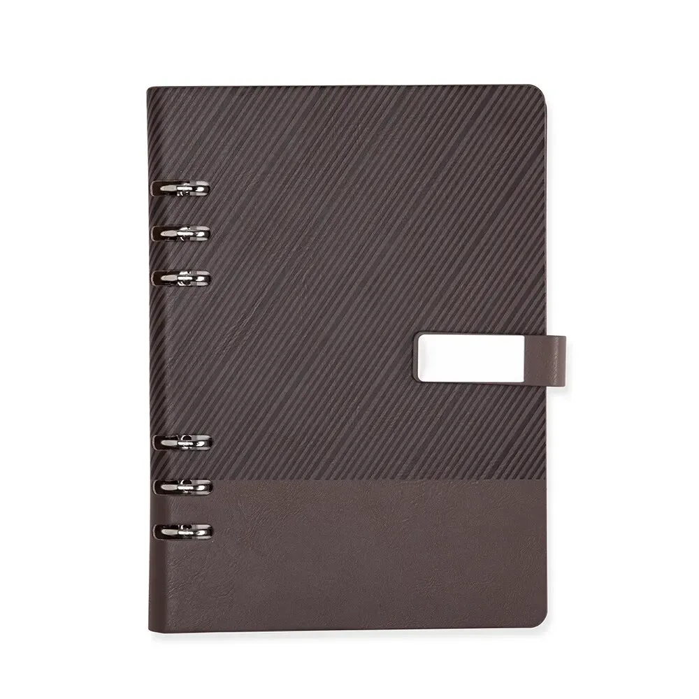 Caderno Fichário Couro Sintético com Plaquinha personalizado marrom