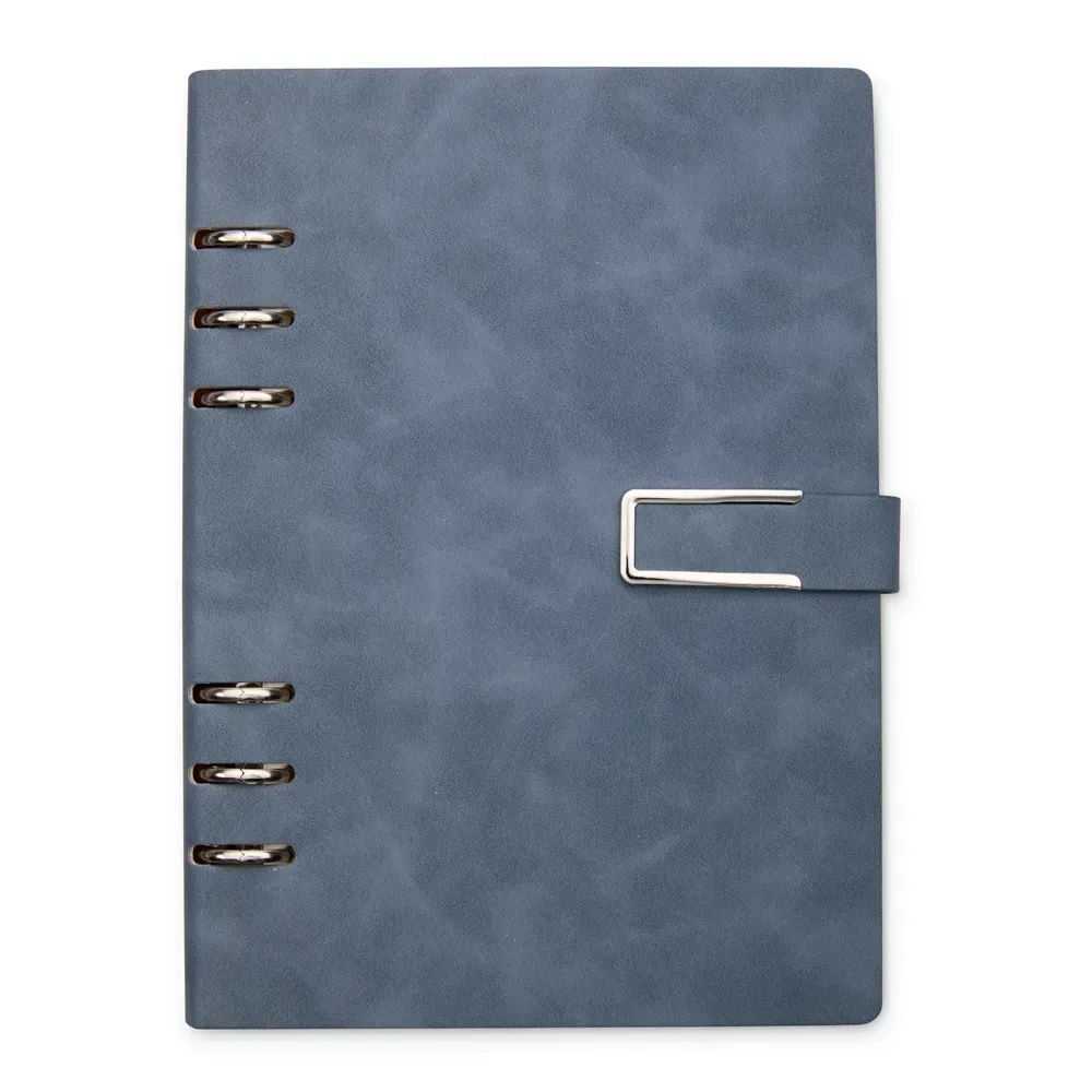 Caderno Fichário PU com Fecho Imantado personalizado azul