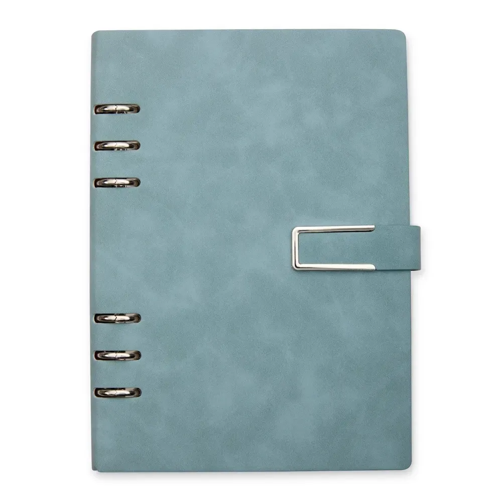 Caderno Fichário PU com Fecho Imantado personalizado azul claro