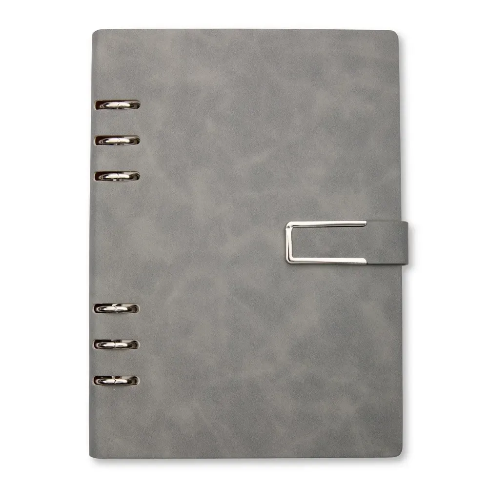 Caderno Fichário PU com Fecho Imantado personalizado cinza