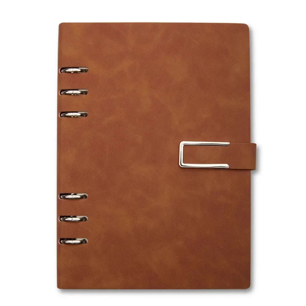 Caderno Fichário PU com Fecho Imantado personalizado marrom