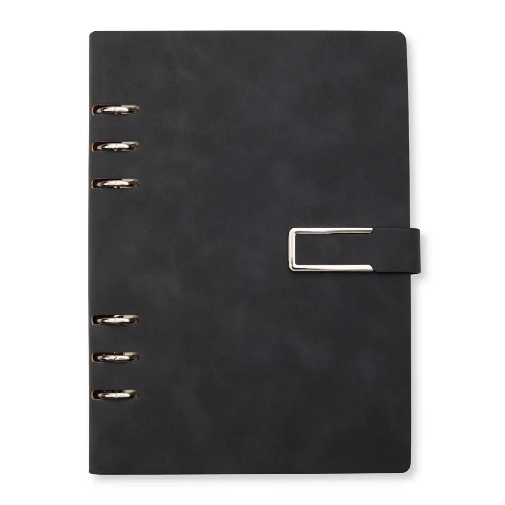 Caderno Fichário PU com Fecho Imantado personalizado preto
