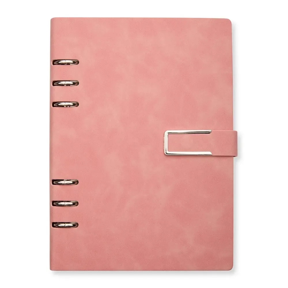 Caderno Fichário PU com Fecho Imantado personalizado rosa