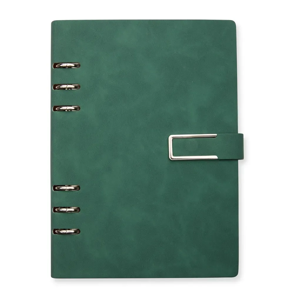 Caderno Fichário PU com Fecho Imantado personalizado verde