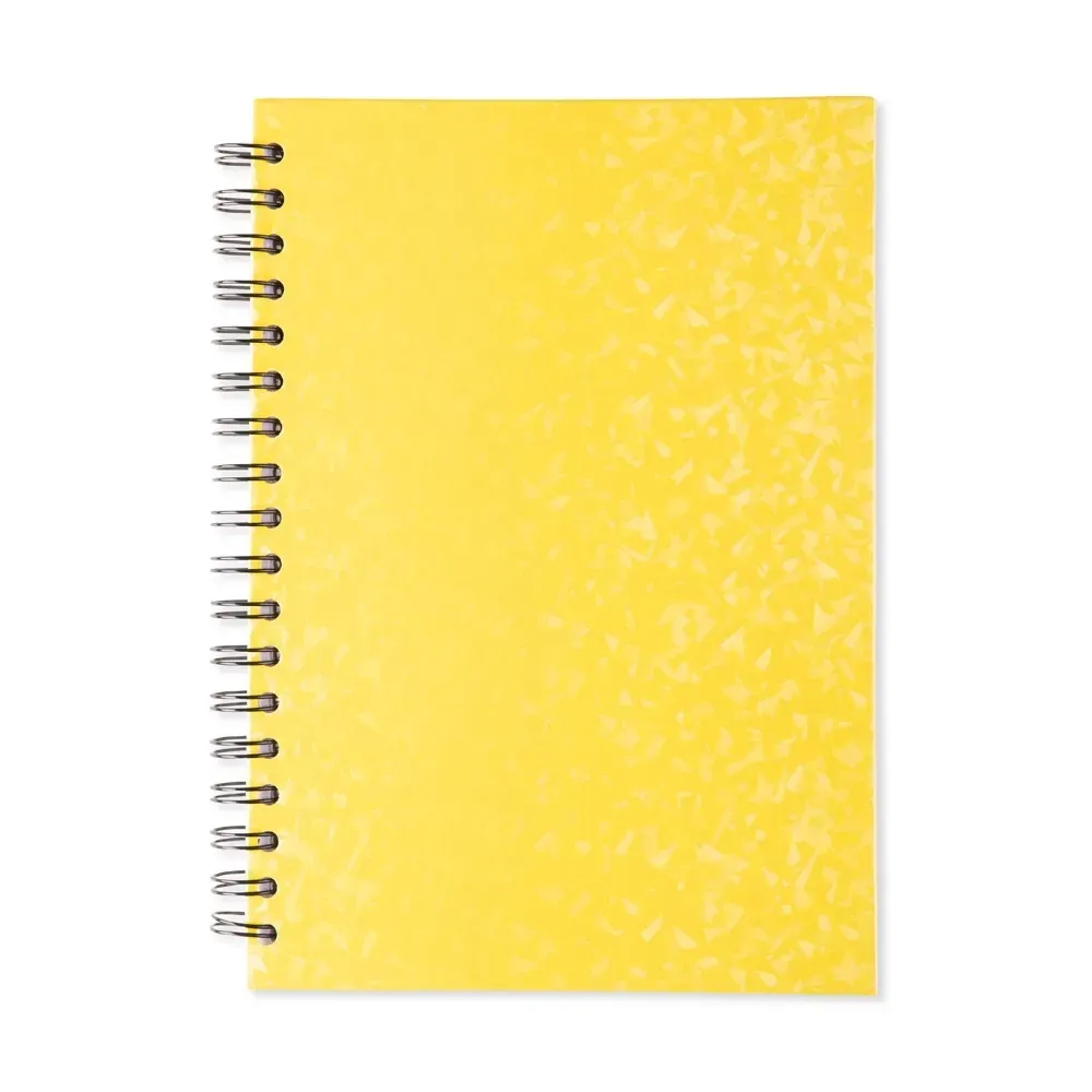 Caderno Holográfico 96 Folhas com Wire-o personalizado amarelo