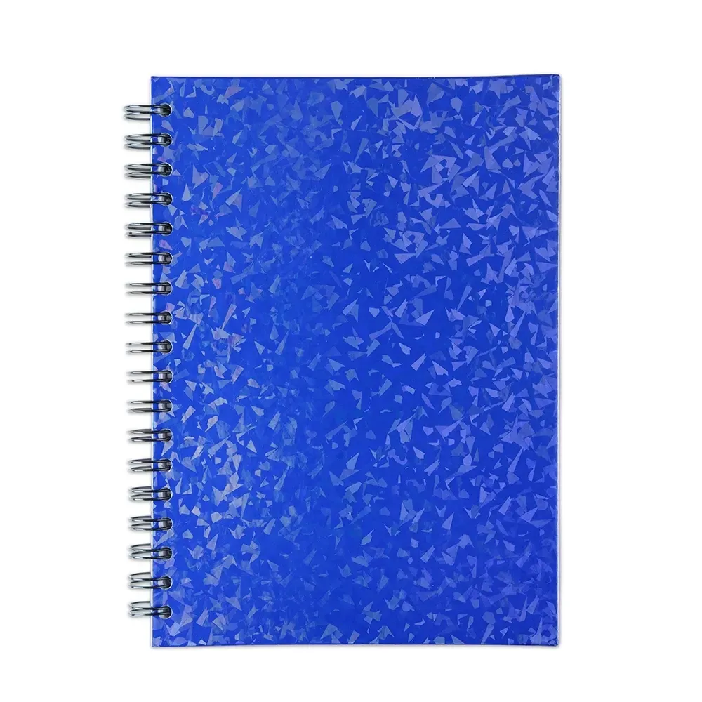Caderno Holográfico 96 Folhas com Wire-o personalizado azul