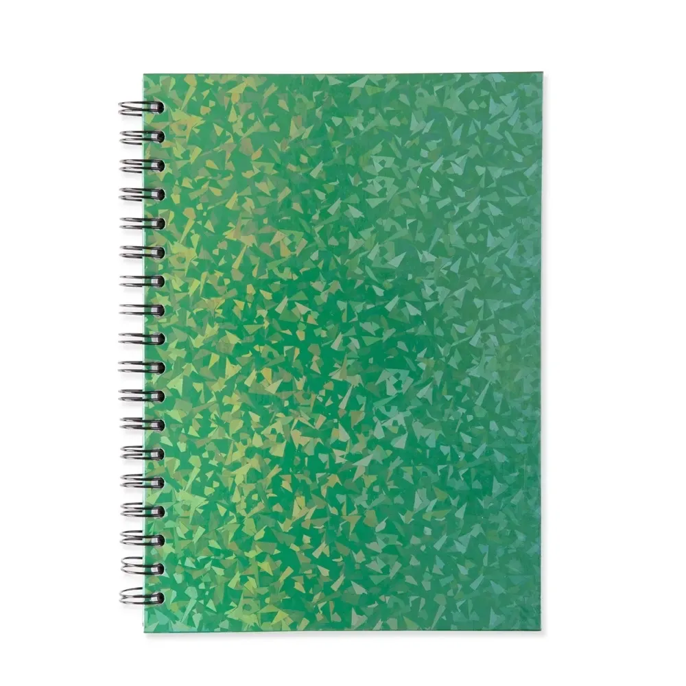 Caderno Holográfico 96 Folhas com Wire-o personalizado verde