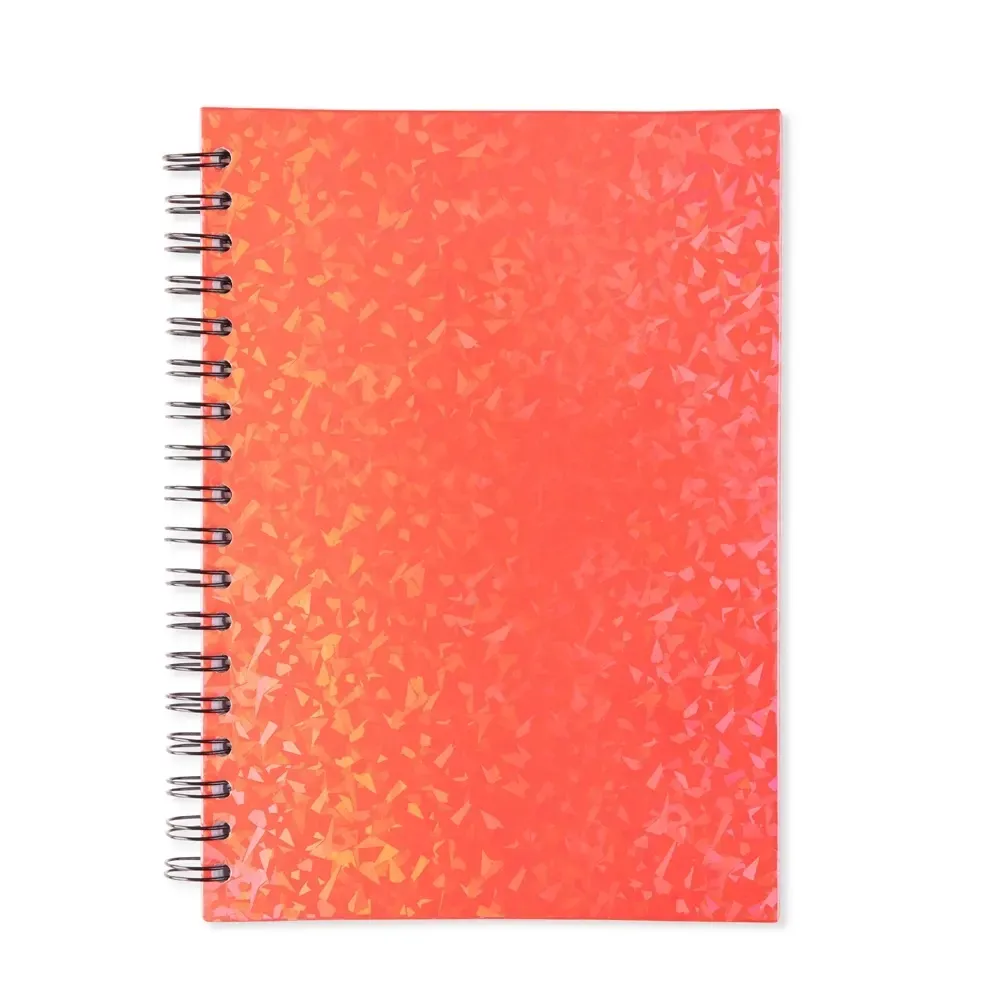 Caderno Holográfico 96 Folhas com Wire-o personalizado vermelho