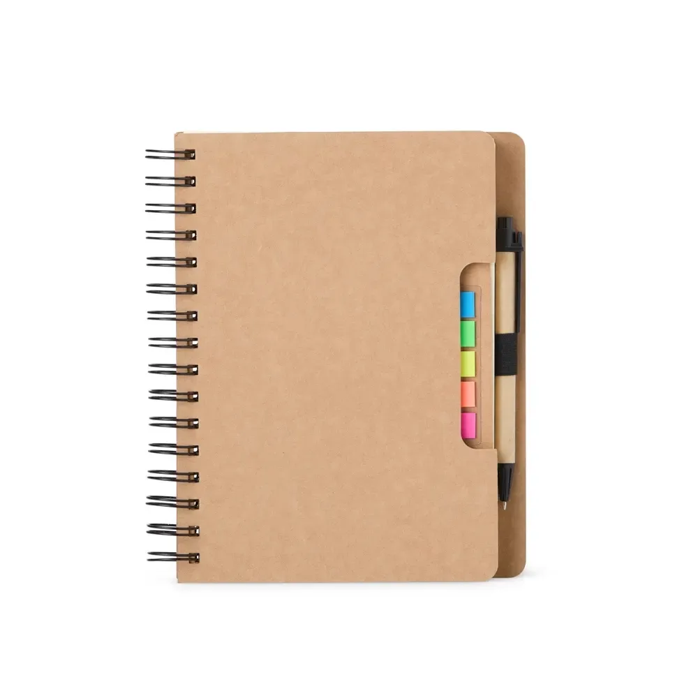 Caderno kraft personalizado com autoadesivos e caneta