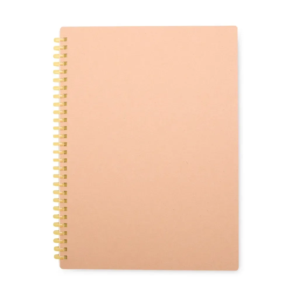 Caderno Kraft Grande com Espiral personalizado amarelo