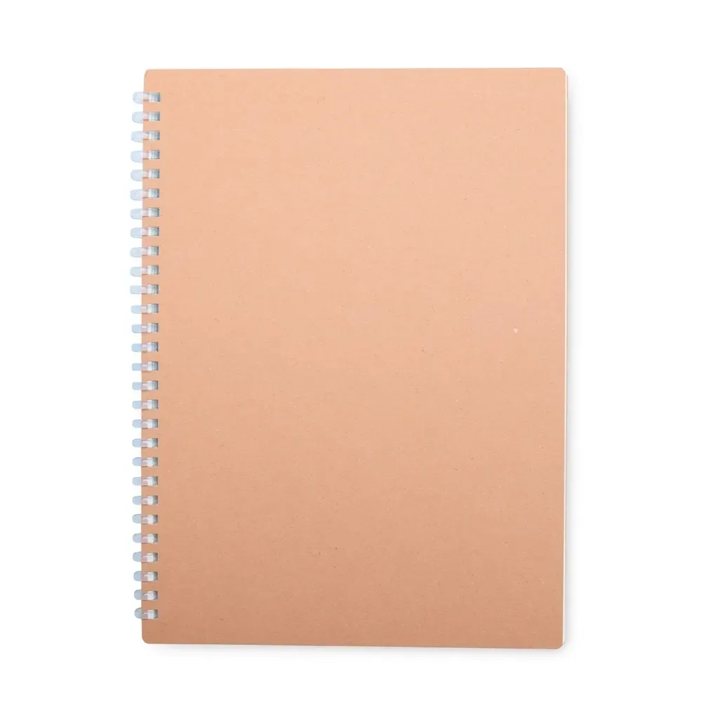 Caderno Kraft Grande com Espiral personalizado azul claro