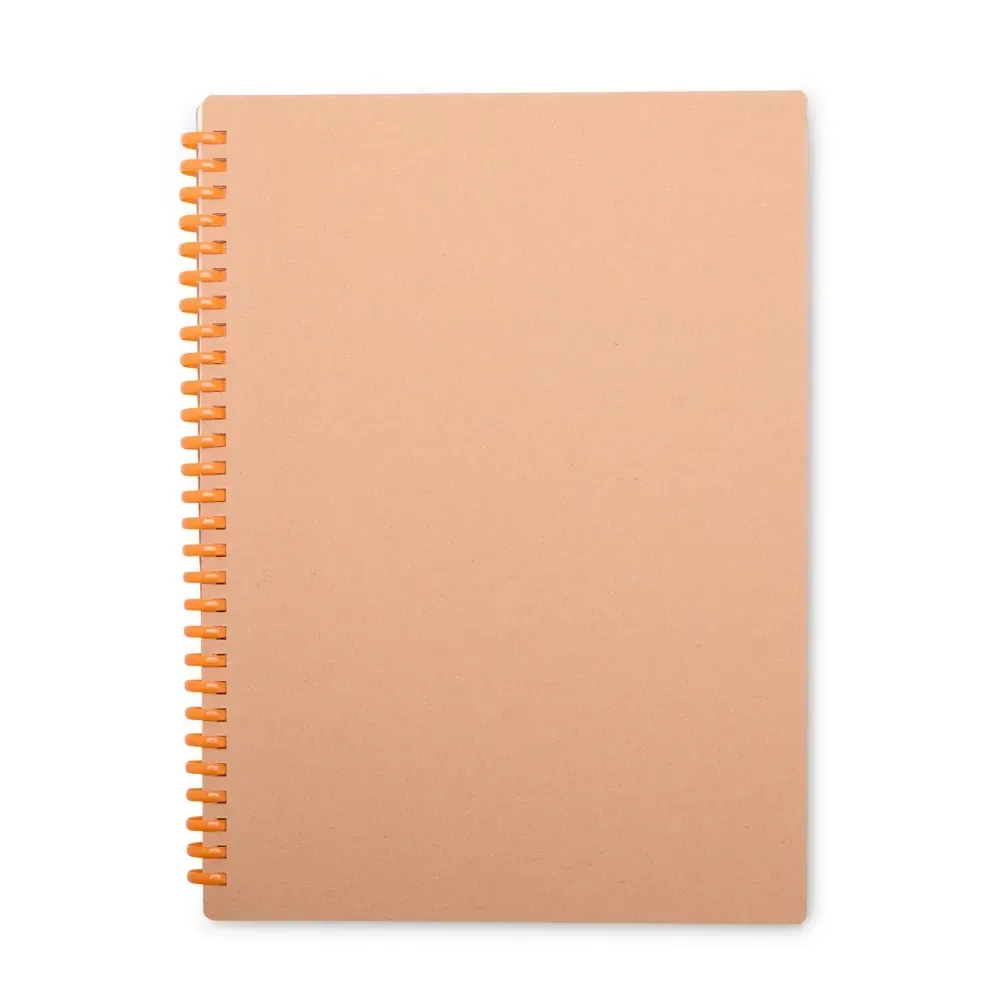 Caderno Kraft Grande com Espiral personalizado laranja