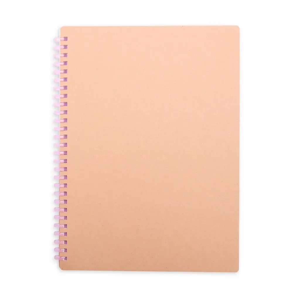 Caderno Kraft Grande com Espiral personalizado roxo