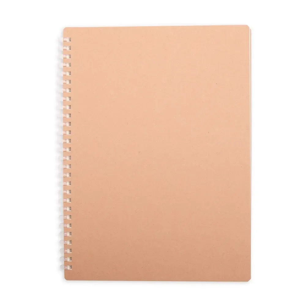 Caderno Kraft Grande com Espiral personalizado transparente