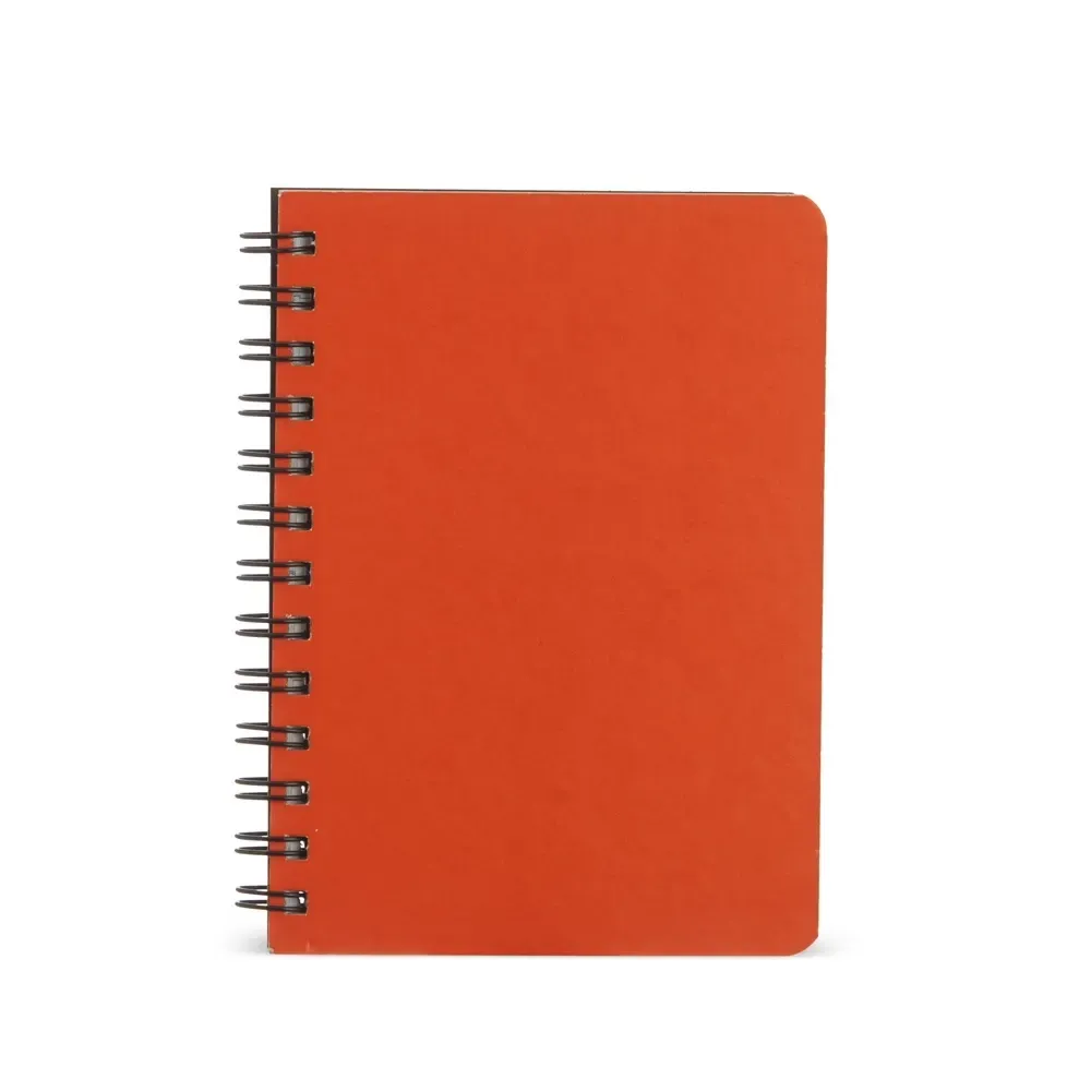 Caderno Kraft Pautado com Wire-o personalizado laranja