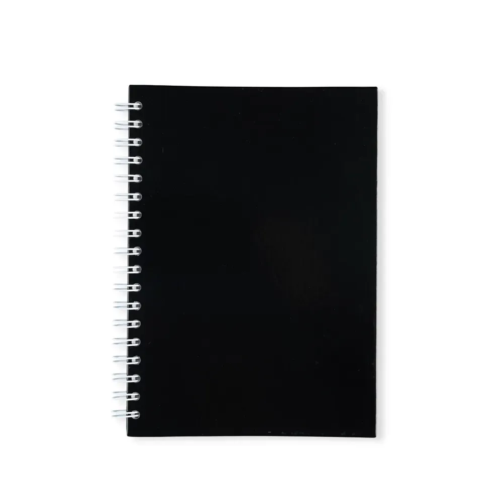 Caderno Laminado com Wire-o personalizado preto