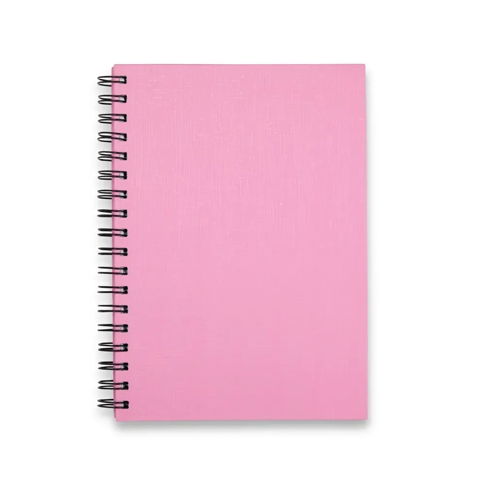 Caderno Linho com Wire-o personalizado rosa