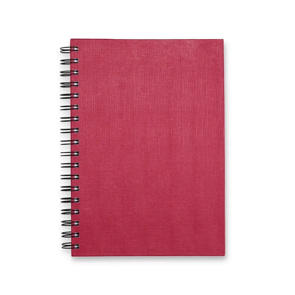 Caderno Linho com Wire-o personalizado vermelho