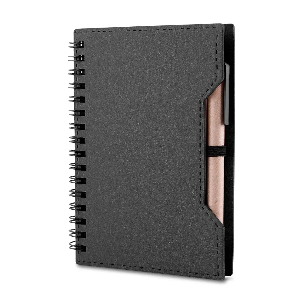 Caderno de papelão personalizado preto com caneta
