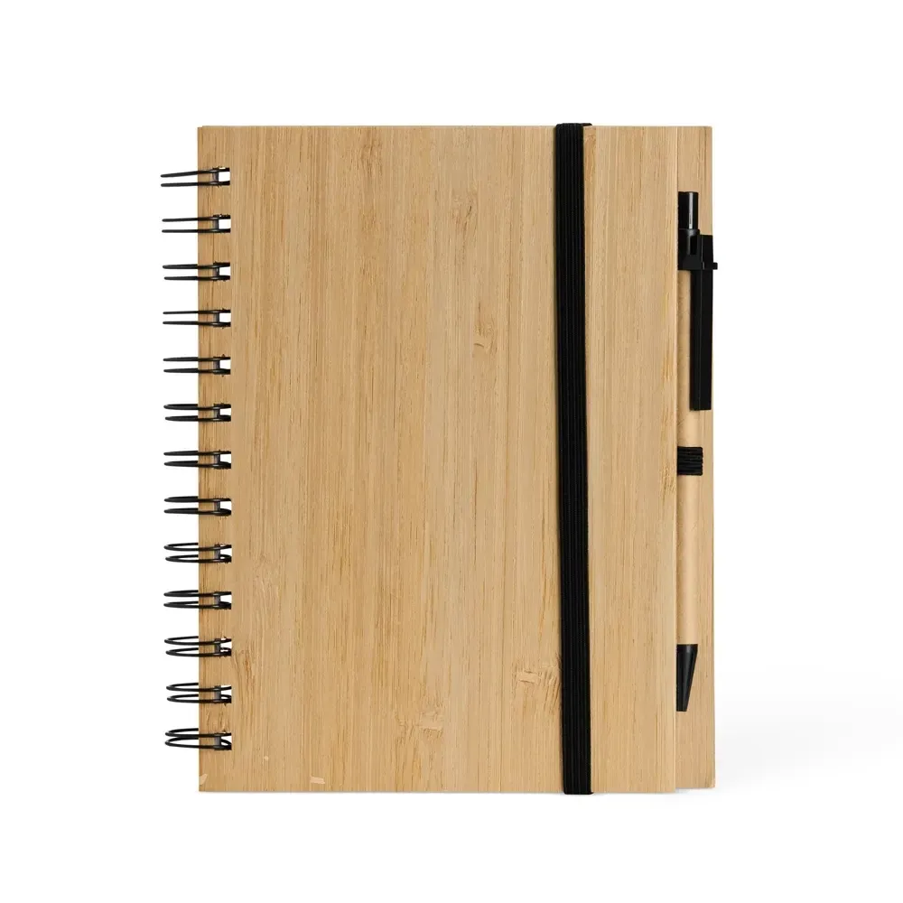 Caderno de papelão estilo bambu personalizado com caneta
