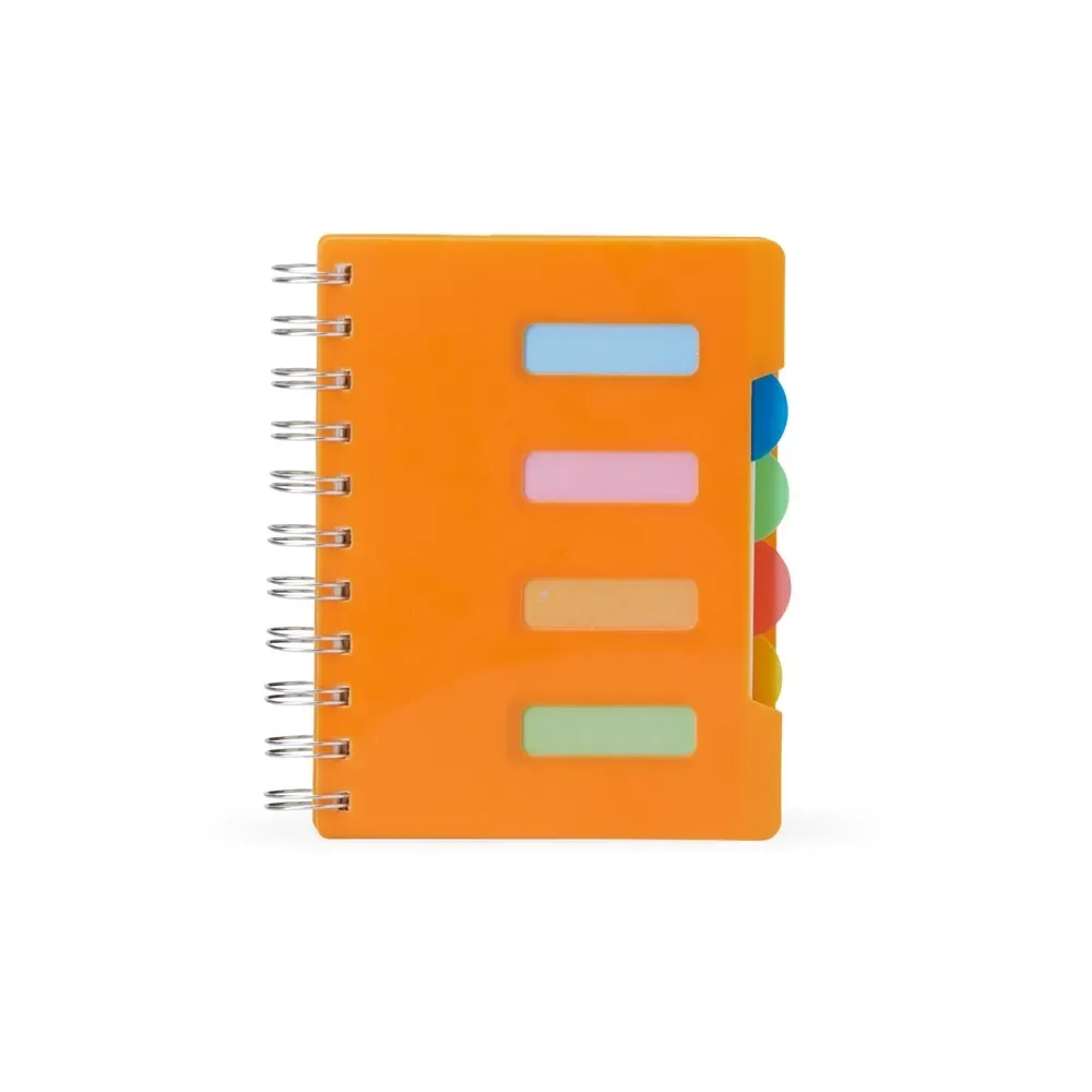 Caderno Pequeno com Divisórias e Wire-o personalizado laranja