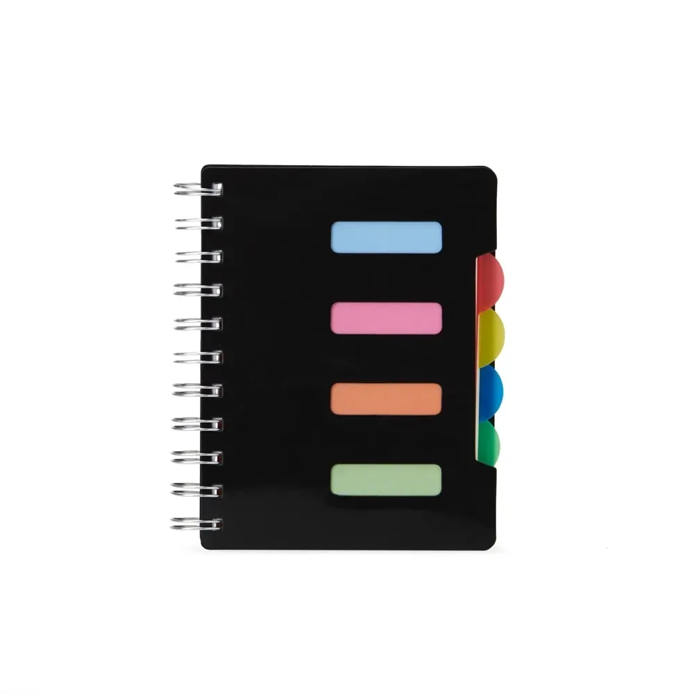 Caderno Pequeno com Divisórias e Wire-o personalizado preto