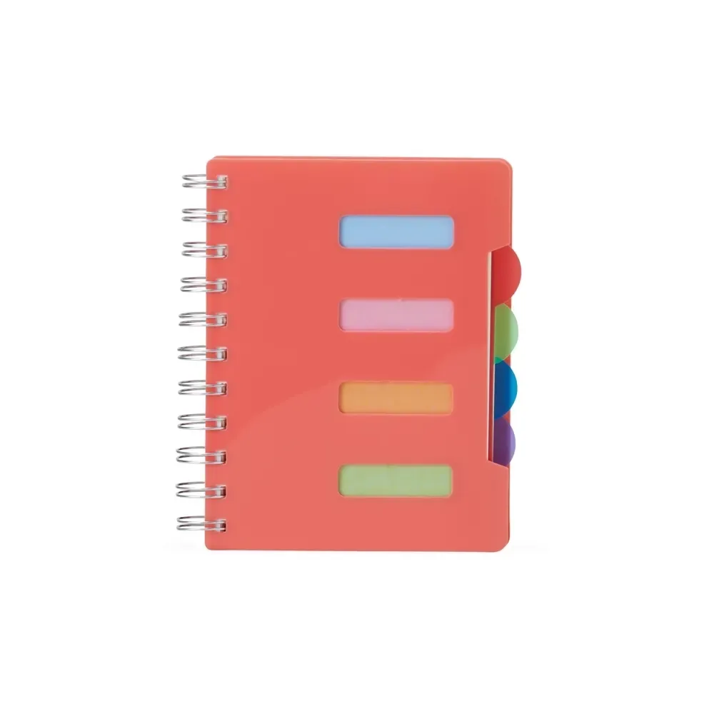 Caderno Pequeno com Divisórias e Wire-o personalizado rosa