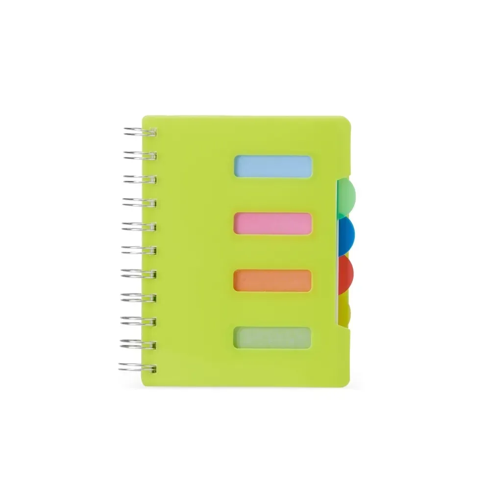 Caderno Pequeno com Divisórias e Wire-o personalizado verde