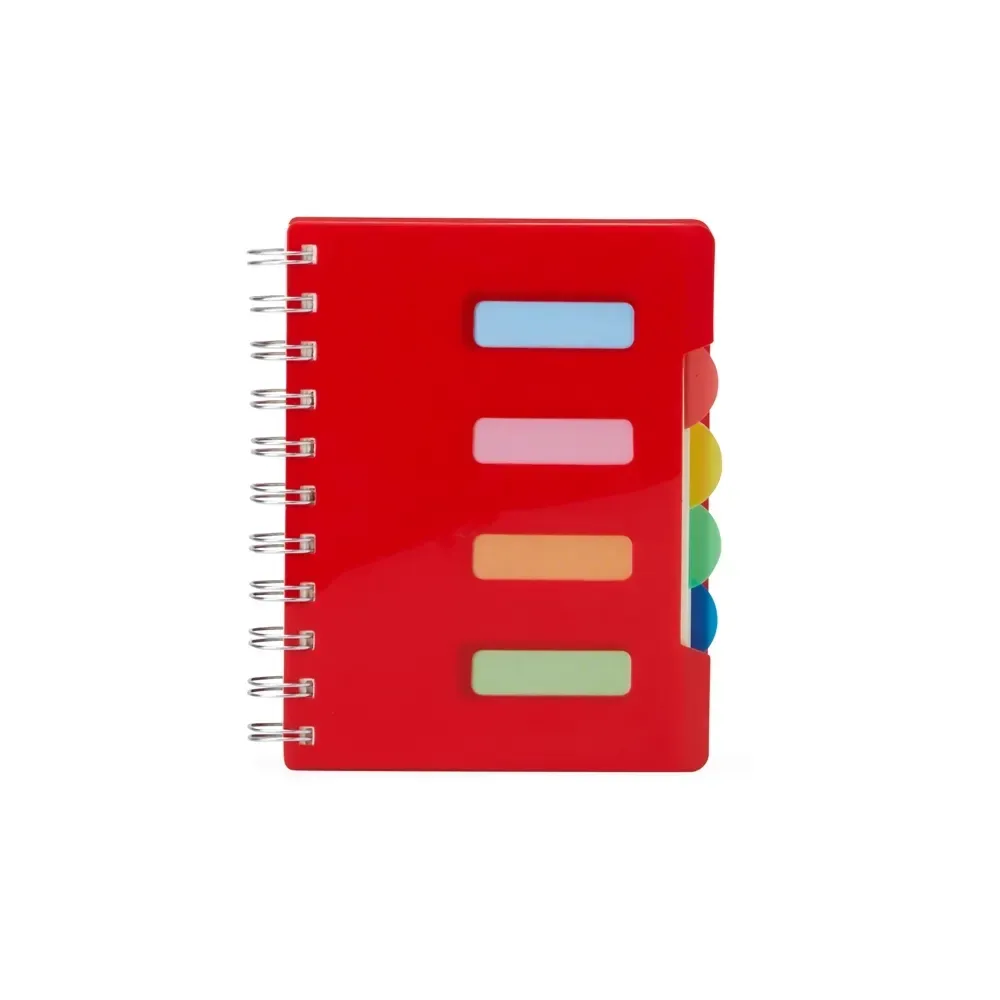 Caderno Pequeno com Divisórias e Wire-o personalizado vermelho