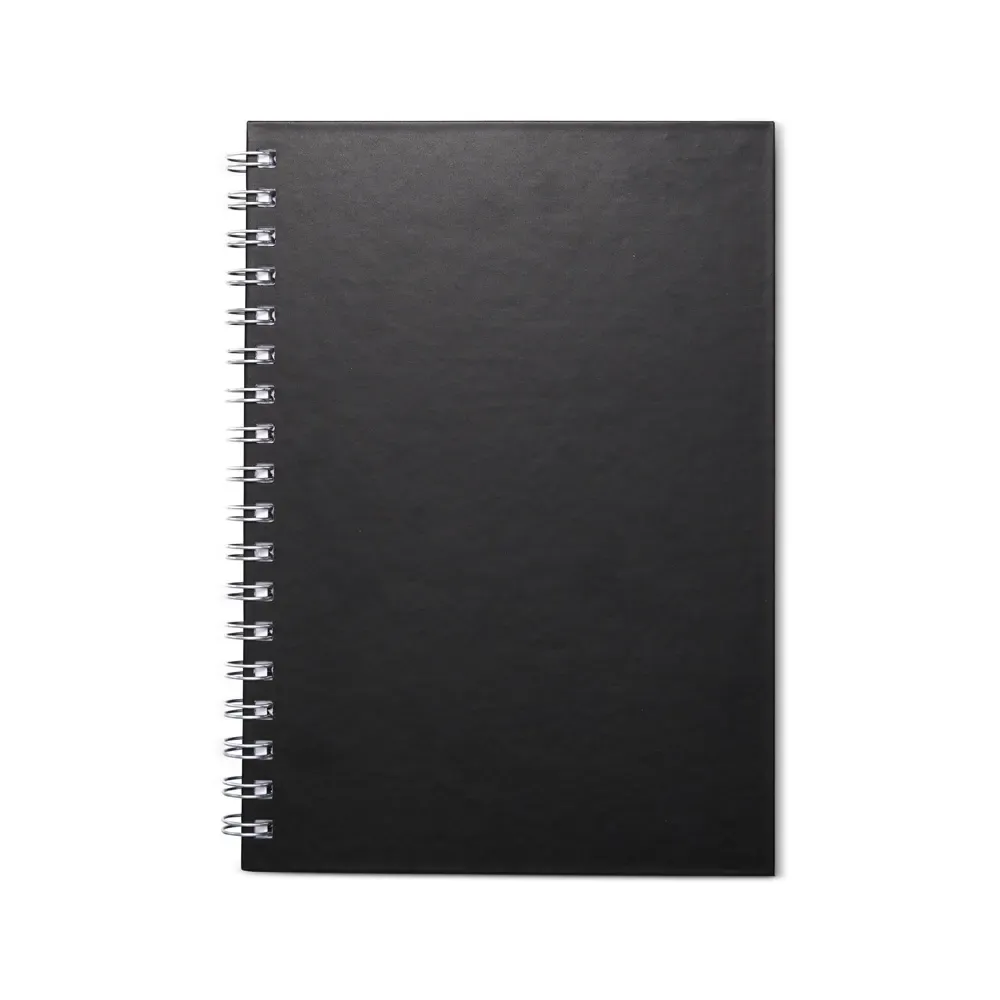 Caderno Percalux Emborrachado com Espiral personalizado preto