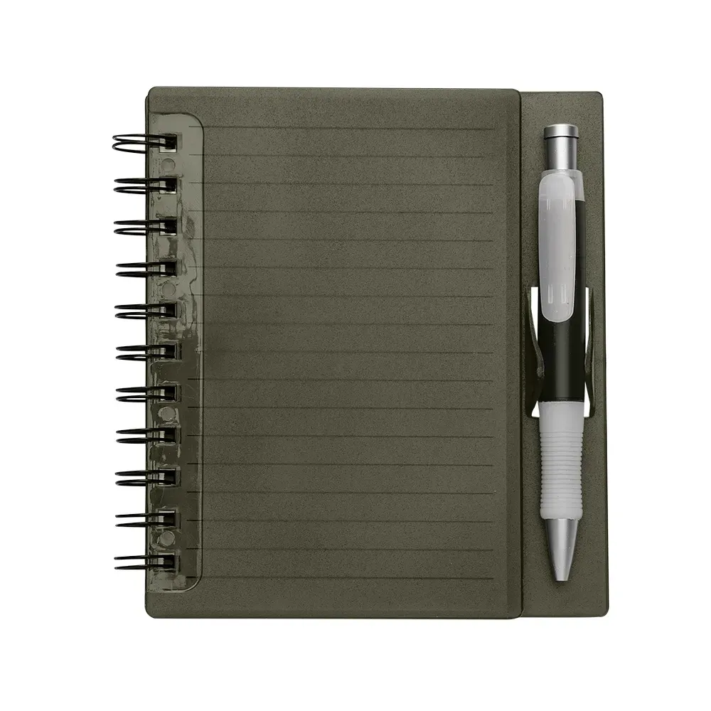 Caderno plástico personalizado com caneta fumê