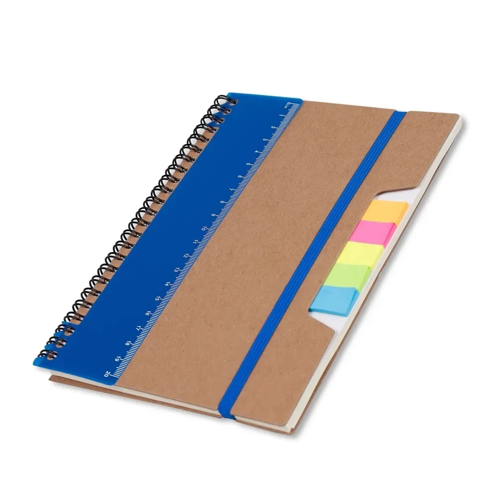 Caderno Ecológico com Régua e Autoadesivos personalizado azul