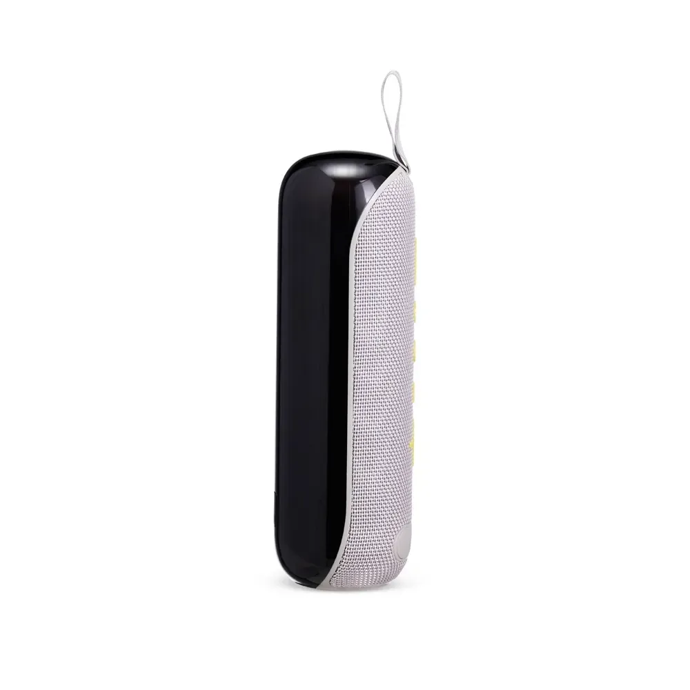 Caixa de Som Bluetooth 5.3 com Alça de Nylon e Múltiplas Entradas, cor cinza