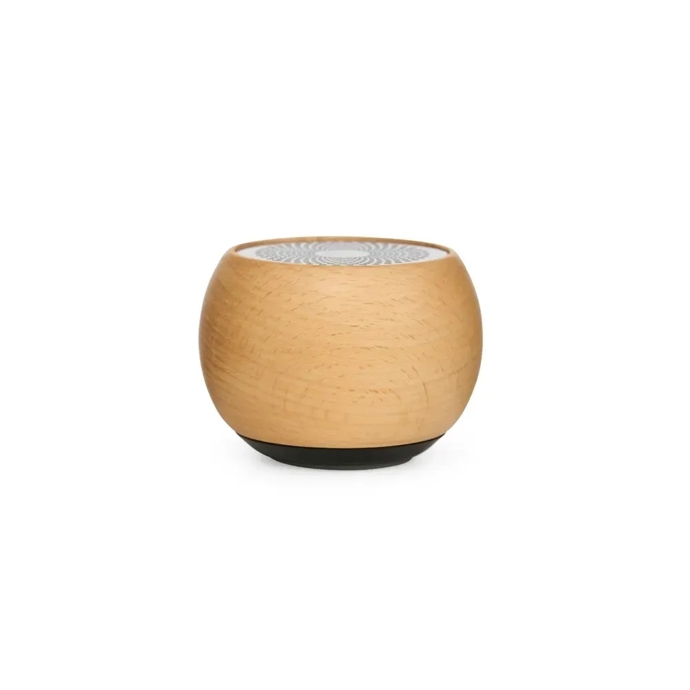 Mini Caixa de Som Bluetooth TWS em Madeira e Inox, acabamento em madeira